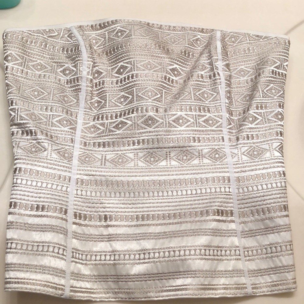 Brocade strapless top